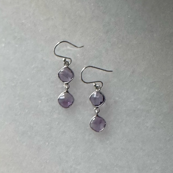 NWOT Tuckernuck Checkmate Earrings Amethyst Sterling Silver